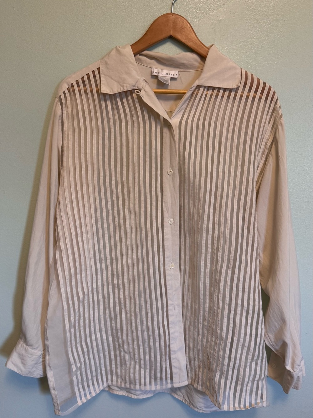 The Limited Cream Vertical Stripe Button-Down Shirt